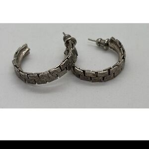 Textured Silver-Tone Hoop Earrings